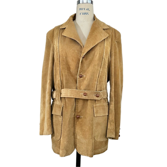 L.L. Bean Vintage 70’s Corduroy Belted Campus Field Hunting Jacket Mustard